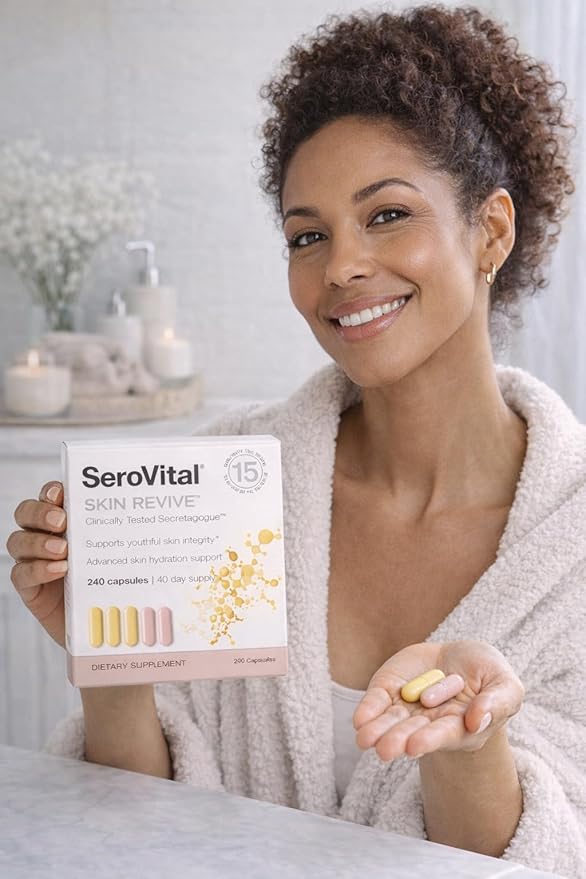 Serovital Skin Revive – Anti-Aging Supplement for Women – Supports Skin Hydration Energy Immune Health &amp Fine Line Reduction – 240 Capsules – 40-Day Supply