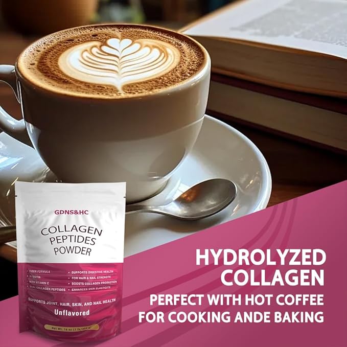 GDNS&ampHC Collagen Peptide Powder Unflavored (Collagen16 oz) – This Instant Soluble Collagen Supplement is formulated to Boost Skin Hair Nail and Joint Health Making it Your Perfect Daily Choice
