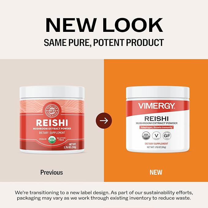 Vimergy Reishi Powder – Superfood Cellular Support* – Benefits Immune Health* – USDA Certified Organic Vegan Paleo-Friendly Gluten-Free – 33 Servings