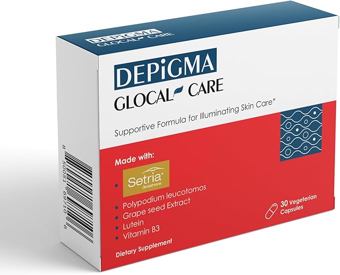 GlocalCare Depigma Support Reduction of Hyperpigmentation Melasma &amp Dark Spots with Glutathione Polypodium Leucotomos Grape Seed &amp Marigold Extract