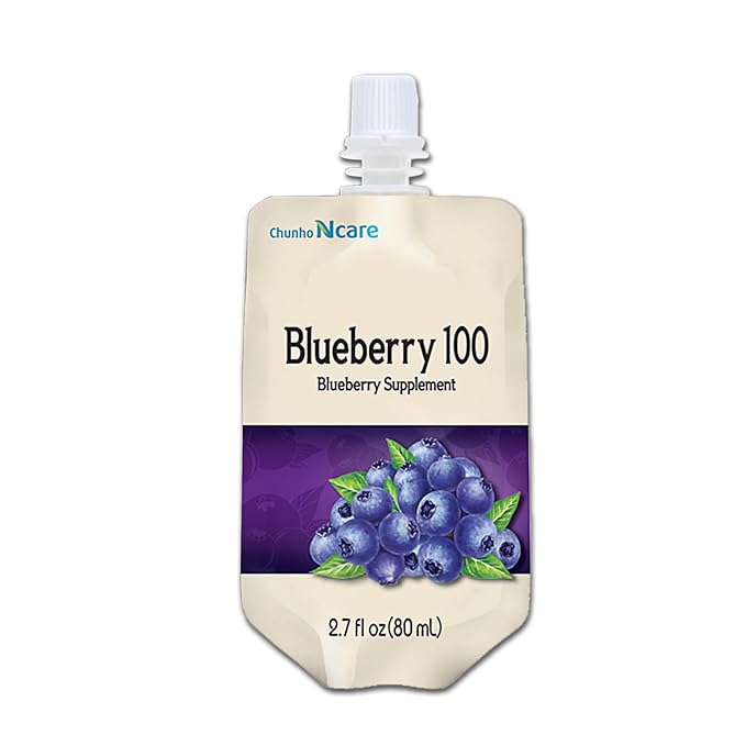 Chunho Food Blueberry Juice 100 Contains 100% Blueberry Juice. Neuroprotective Function Helps Relieve Eye Fatigue and Restore Eye Sight. No Preservatives and Artificial Additives. [30 Pack]