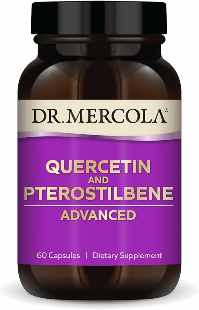 Dr. Mercola Quercetin &amp Pterostilbene Advanced - Supports Respiratory &amp Immune Health - 500 mg Quercetin - High-Bioavailability Formula - Non-GMO Gluten-Free &amp Soy Free - 60 Capsules (30