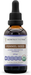 Secrets of the Tribe Fennel Seed USDA Organic Tincture | Alcohol-Free Extract High-Potency Herbal Drops | Made from 100% Certified Organic Fennel (Foeniculum vulgare) Dried Seed (2 Fl Oz)