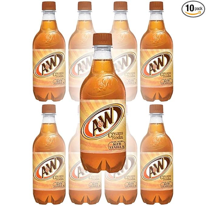 A&ampW Cream Soda Made With Aged Vanilla 20 Fl Oz Can (Pack of 10 Total of 200 Fl Oz)