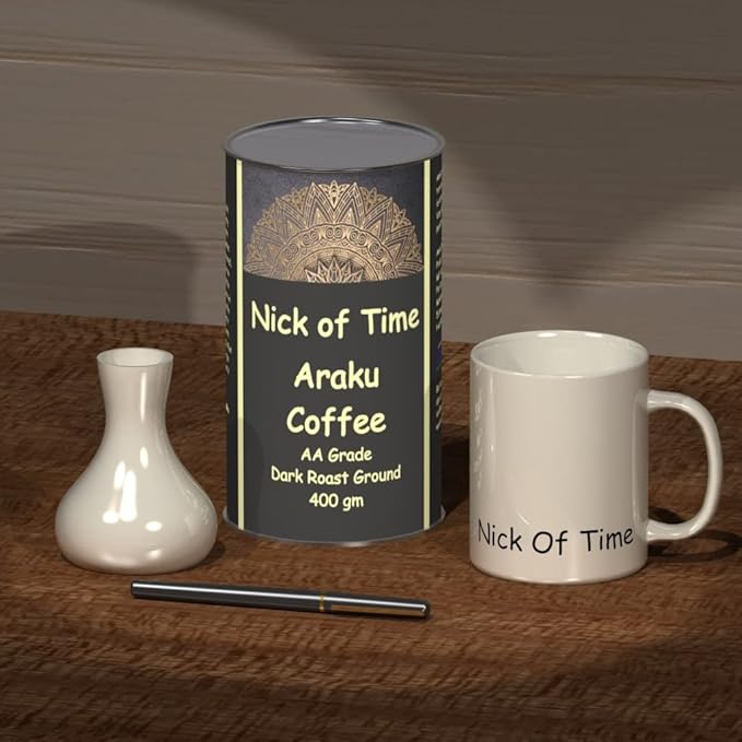 Nick of Time Indian Ground Coffee Powder from Araku Valley | Tribal Coffee | 100% Arabica AA Grade Dark Roast | Bold and Flavorful with Rich Aroma (400g|14.10 oz)