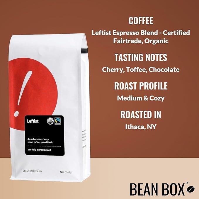 Leftist Espresso Blend - Certified Fairtrade Organic - Roasted by Gimme! Coffee - Freshly Ground Coffee - 2 Pound Bag