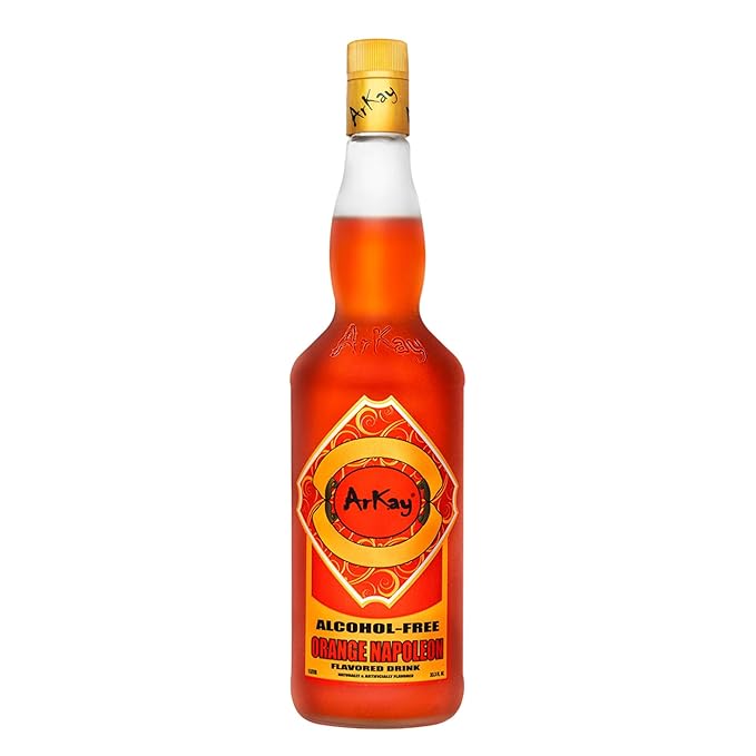 ArKay - Non-Alcoholic Orange Napoleon - 0 Calories 0 Sugar - Alcohol-Free Orange Napoleon Alternative - 33.3 Fl Oz (1L) - Perfect for Cocktails
