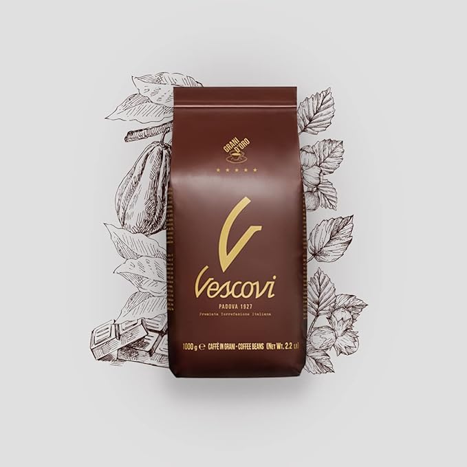 V Vescovi Grani D’Oro Five Stars – Premium Italian Espresso Beans – Medium Roast – Smooth &amp Rich Crema – 2.2 lb (1kg)