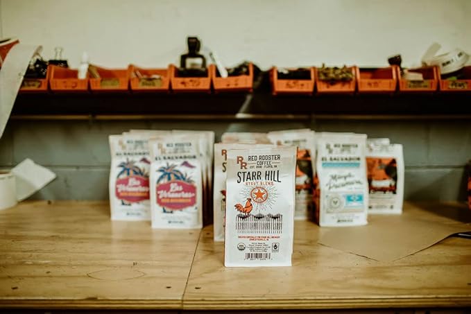 Red Rooster Coffee Organic Starr Hill Stout Coffee – Medium-Dark Roast Whole Bean – Notes of Dark Chocolate Praline &amp Citrus – 5LB – USDA Organic Fair Trade