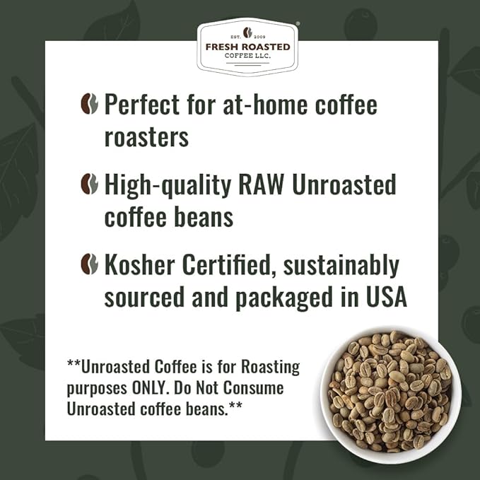 Fresh Roasted Coffee Unroasted Colombian Decaf Kosher EA Natural Decaf 5 Pound