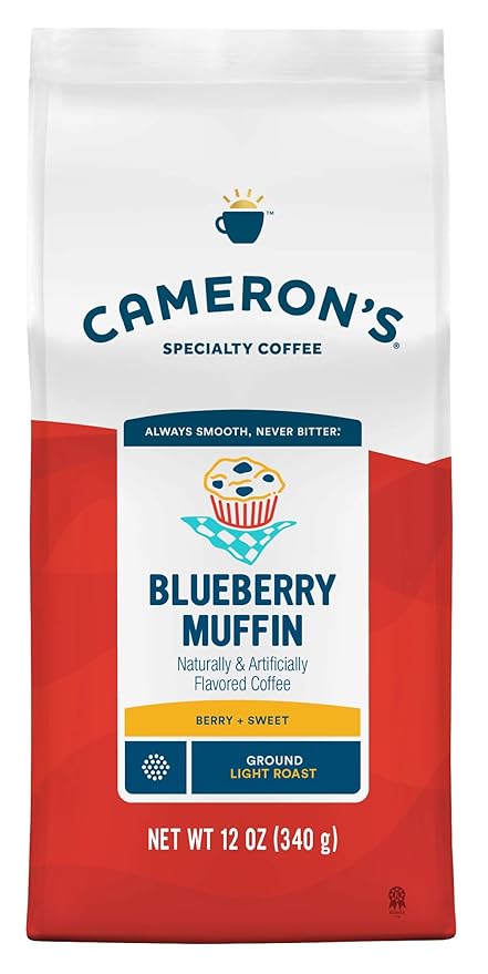 Cameron's Coffee Blueberry Muffin Flavored Ground Coffee Light Roast 100% Arabica 12-Ounce Bag (Pack of 6)