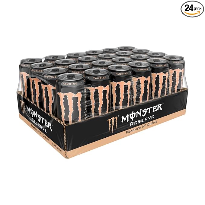 Monster Reserve Peaches N' Cream Energy Drink 16 fl oz Pack of 24 Cans