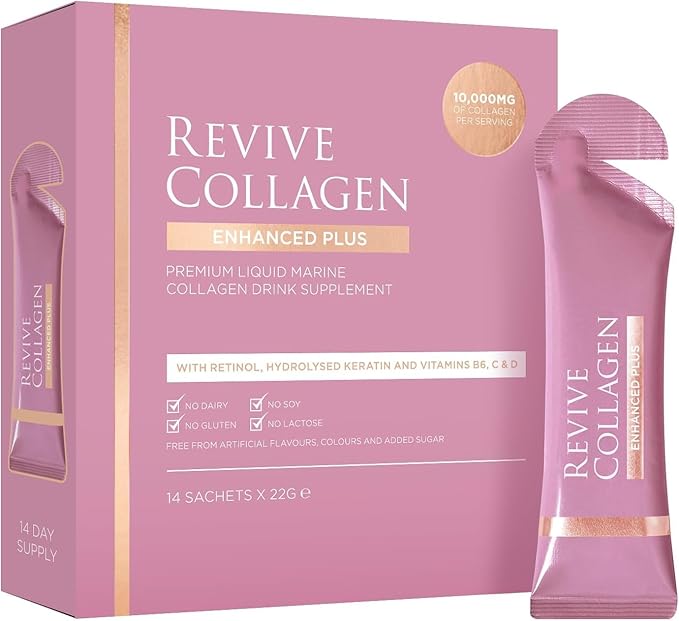 Revive Collagen Enhanced Plus Premium Liquid Marine Collagen Drink Supplement – 22 Fluid Ounces Tropical Flavor 10000mg of Collagen per Shot 14 Servings Liquid Collagen for Women and Men