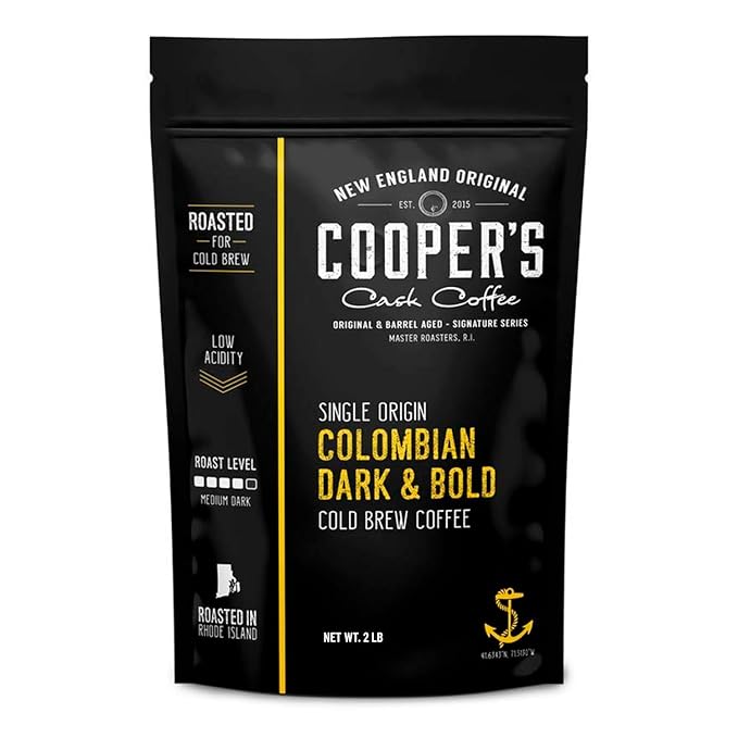 Colombian Dark Roast Single Origin Gourmet Organic Cold Brew Coffee Beans Smooth Taste of Cocoa with Light Fruited Flavors Cold Brew Coffee Grounds 2 lb Coffee Bag
