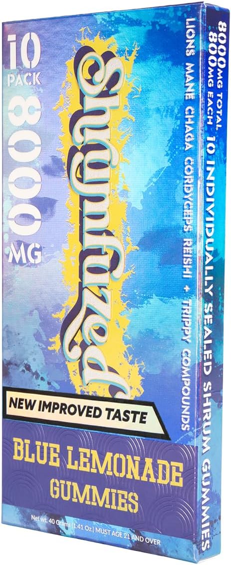 Proprietary Nootropic Gummy 8000mg - Now with New Improved Taste - Lion's Mane Reishi Chaga and Cordycep Nootropic Mushroom Blend (10 Blue Lemonade)