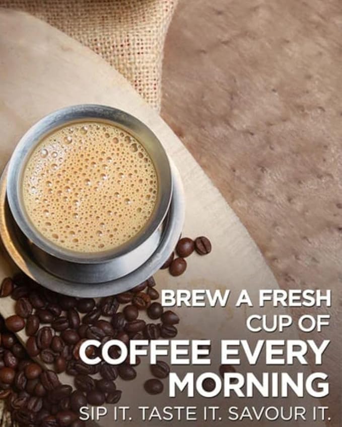 Cothas Ready To Use Filter Coffee Decoction - Each Pouch 200ml Pack of 4 = 2lbs [ Ro Purified Water70% Coffee 30% Chicory ]
