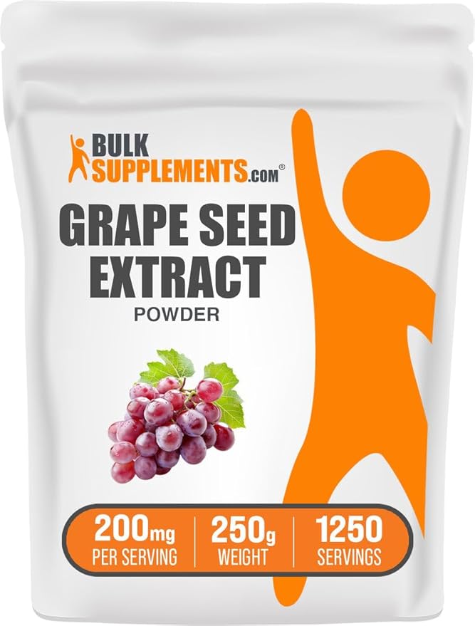 BulkSupplements.com Grape Seed Extract Powder - Antioxidant Supplement Herbal Supplement - Vegan &amp Gluten Free 200mg per Serving 250g (8.8 oz) (Pack of 1)