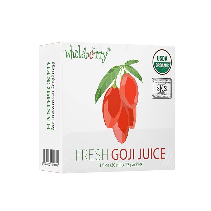 Wholeberry organic wolfberry gouqi Goji (Organic Fresh Goji Juice 12 packs 12 oz)