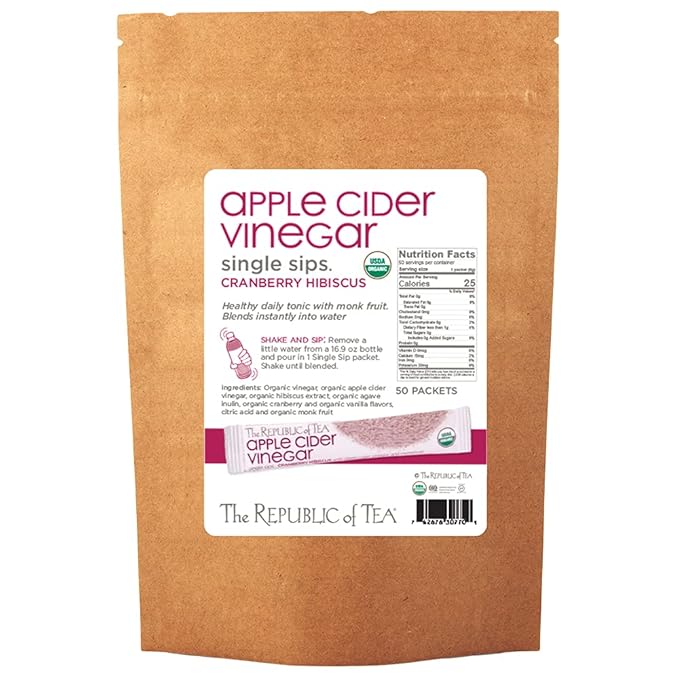 The Republic of Tea Cranberry Hibiscus Apple Cider Single Sips 50 Single Sips