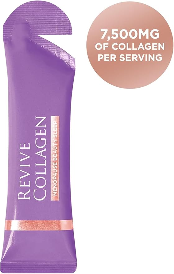 Revive Collagen Menopause Beauty Sleep — Hydrolyzed Marine Collagen Drink for Women 7500MG Zinc Chicory Root Fiber Vitamin D &amp K Supports Sleep Quality Apple &amp Blackcurrant Flavour — 28