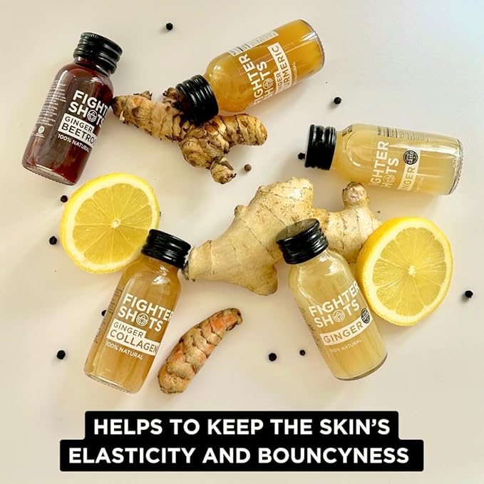 Ginger Marine Collagen Shots (12x60ml) | Healthier Skin and Hair | 100% Natural | Perfect Morning/Post Workout Pick Me Up | No Preservatives | Fresh &amp Fiery Ginger Shots
