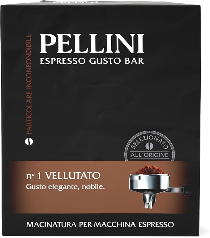 Pellini: Vellutato (Mellow) Roasted Ground Coffee for Espresso Machine 17.6 Ounce (500gr) Packages (Pack of 2) [ Italian Import ]