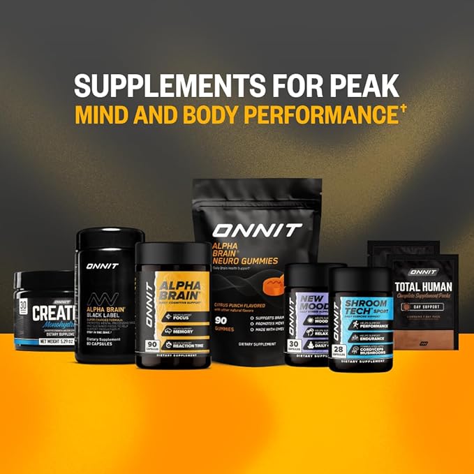 ONNIT Alpha Brain Nootropic Capsules for Men &amp Women IGEN Non-GMO Tested Memory Focus &amp Mental Clarity with L-Theanine and Vitamin B6 30 Count Each Pack of 3 (90 Capsules)