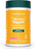 Charlotte's Web Stress Support Mushroom Gummies w/Reishi Ashwagandha Rhodiola Rosea Supplement — Natural Supplement — Strawberry-Flavored Ashwagandha Gummies (30 Servings)