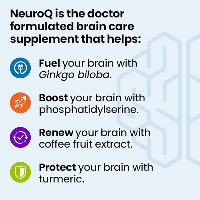 NeuroQ Memory &amp Focus - Boosts Cognitive Performance &amp Brain Function - Neuroprotective Formula by Dr. Dale Bredesen - Gotu Kola Ginkgo Phosphatidylserine &amp Propolis - 60 Capsules (Pack of
