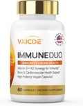 Vitamin K2 with D3 Supplement Non-GMO Formula 125 mcg Vitamin D3 &amp 100 mcg K2 (MK-7) Easy to Swallow D &amp K Complex 60 Capsules