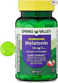 SUREFECT Spring Valley Melatonin 10mg Tablets - 120 Count - Strawberry Flavor Sleep Support Allergen-Free Organizer.