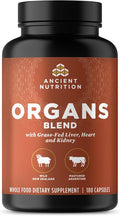 Ancient Nutrition Organ Supplements Grass-Fed and Wild Organ Complex Capsules Liver Heart Kidney Supports Organ Cognitive and Immune System Health 180 Ct