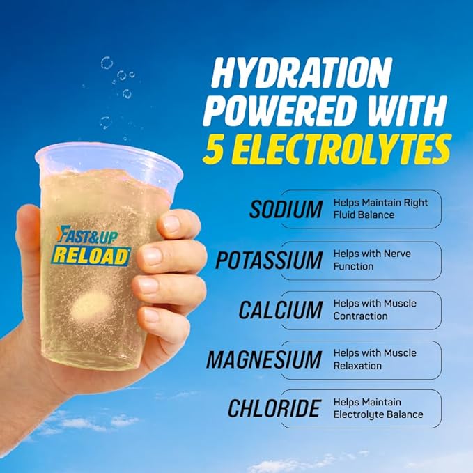 Fast&ampUp Reload Instant Energy and Hydration Sports Drink - Pack of 4 tubes with 20 tablets each - Lime&ampLemon Flavour