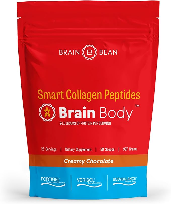 Brain Body Collagen Peptides Powder - Vital Protein &amp Collagen Supplement for Women &amp Men - Hydrolyzed Type I &amp III for Hair Skin Nails &amp Joint Health - 25 Servings - Creamy Natural C