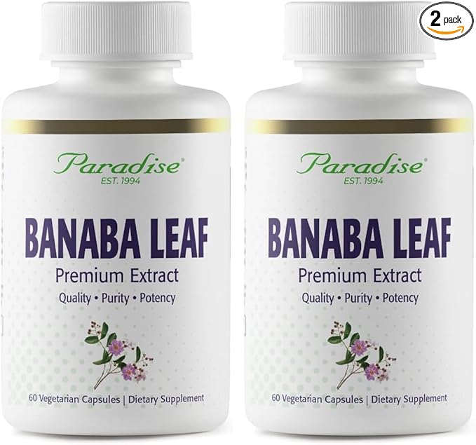 Paradise Herbs Banaba Leaf 12:1 Concentrated Extract 250 mg Vegan Gluten-Free Non-GMO 60 Capsules (Pack of 2)
