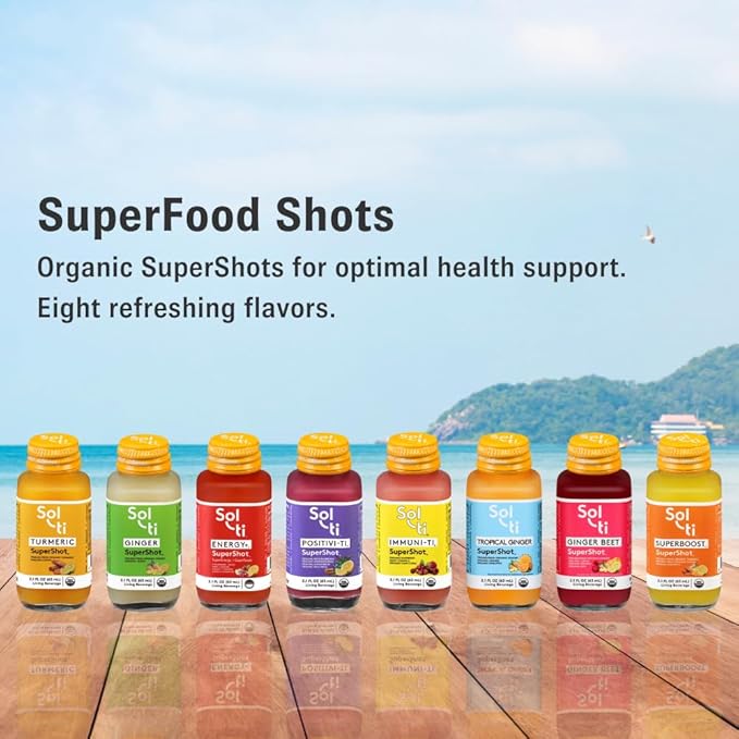 Sol-ti Organic Turmeric SuperShot Drink Black Pepper Enhances Absorption and Bioavailability of Curcumin in Turmeric to Aid in Joint Support SuperFood 12 Pack (2.1 Fl oz)
