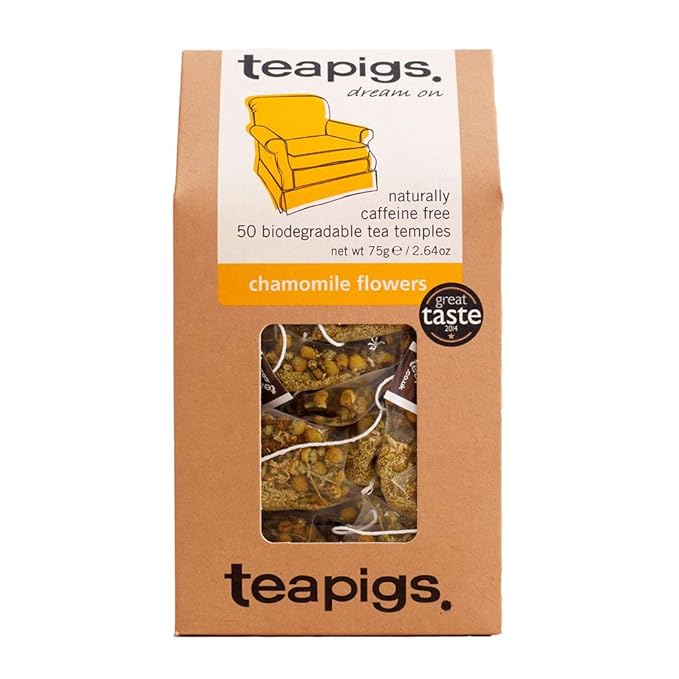 Teapigs Chamomile Herbal Tea Bags Made with Whole Flowers caffeine-free natural ingredients (1 Pack of 50 Teabags)