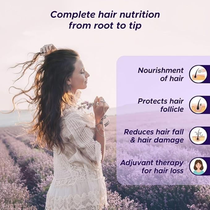 Hair supplements with Advanced Hair Nutrition formula for Women with Biomarine collagen complexBiotin &amp Zinc that support hair growth &amp maintain healthy hair| 30 Nonveg tablet