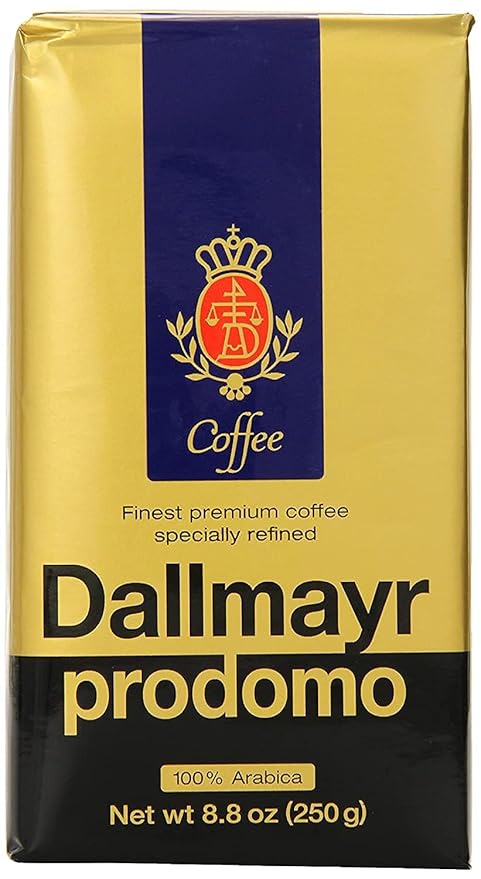 Gourmet Coffee byDallmayr Prodomo Finest Premium Ground Coffee Specially Refined 100% Arabica 8.8 Oz Vacuum Packs - Pack of 12