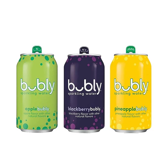 BEEQ- (Pack of 16) bubly Sparkling Water Berry Bliss Sampler 12 fl oz. Cans Multi Flavor Soft Drink Bundle | Assortment Soda Refrigerator Restock Kit of Soda