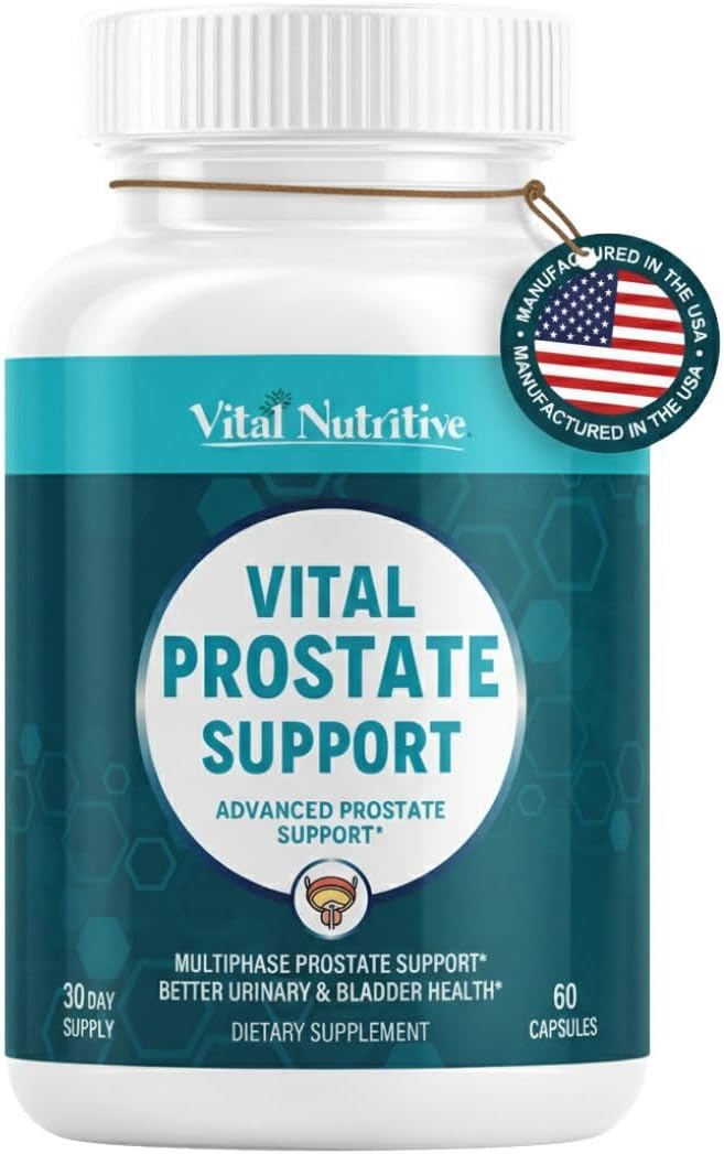 Vital Prostate Support Supplement for Men – Multiphase Herbal Formula with Saw Palmetto Beta-Sitosterol &amp Zinc – Urinary Flow Bladder Comfort &amp Prostate Health Supplements for Men – 30 Days