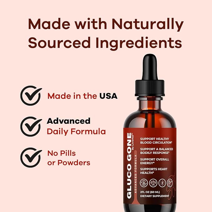 Gluco Gone Drops - Original Premium GlucoGone Liquid Drops All Natural Ingredients Support Advanced Formula for Overall Health &amp Wellness Glucogone Organic Droppers 1 Bottle for 1 Month