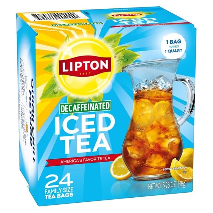 Lipton Decaf Black Iced Tea Bags Family Size Zero Calories 144 Total Tea Bags (24ct - Pack of 6)