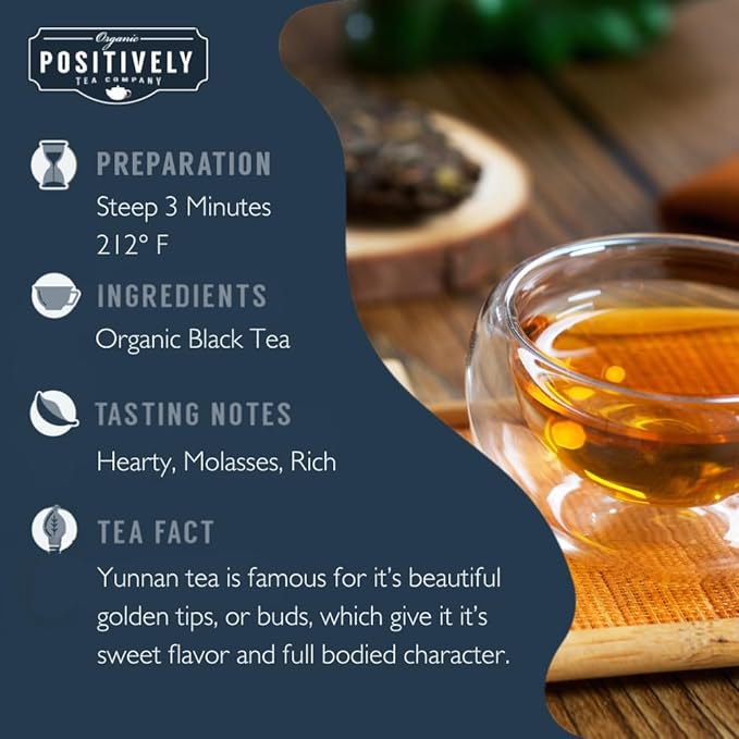 Organic Positively Tea Company Yunnan Black Tea Loose Leaf 16 Ounce
