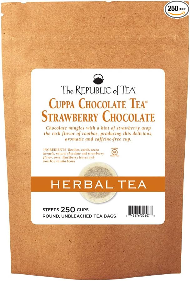 The Republic of Tea – Strawberry Cuppa Chocolate Tea Bags Low-Caffeine 250 Servings