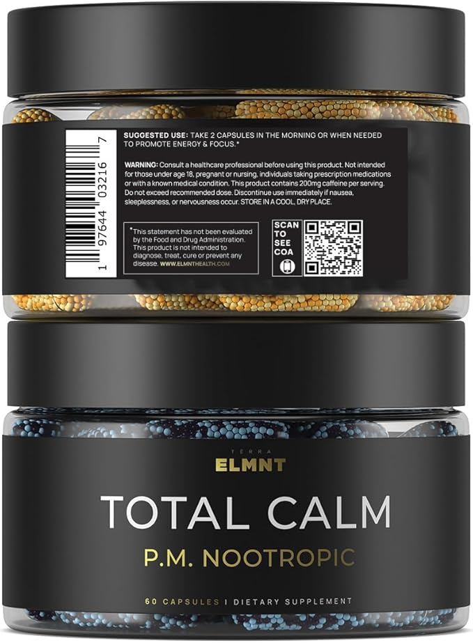 AMPM Nootropic Total Focus + Calm 9X Strength w. Caffeine L-Theanine Alpha GPC L-Tyrosine Ashwagandha - X-Release Energy Pills Nootropics Brain Support Supplements for Memory and Focus Supplement