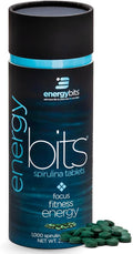 ENERGYBITS - Organic Spirulina Tablets - Plant-Based Algae Superfood - for Focus Fitness Energy - Plant Protein - Gluten Free - Collagen Vitamin B12 Omega 3 - Keto &amp Vegan - 1000 Tablets Canis