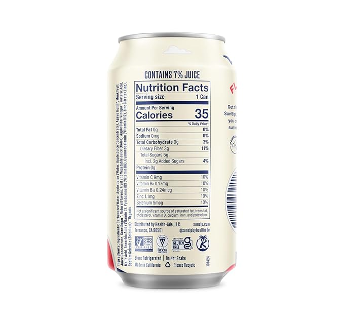 SunSip Prebiotic Soda by Health-Ade Better-for-You Soda Swap Beverage with Vitamins &amp Minerals Naturally Sweetened with 6g of Sugar Classic Cola 11.5 oz (12 Pack)