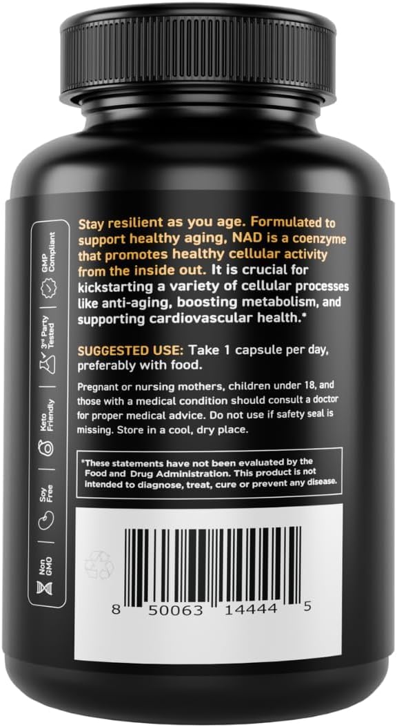 Vital Vitamins NAD Supplement - NAD+ (Nicotinamide Adenine Dinucleotide) for Men &amp Women - Made with Liposomal Delivery - Cellular Anti-Aging Support Energy Focus - 30-Day Supply