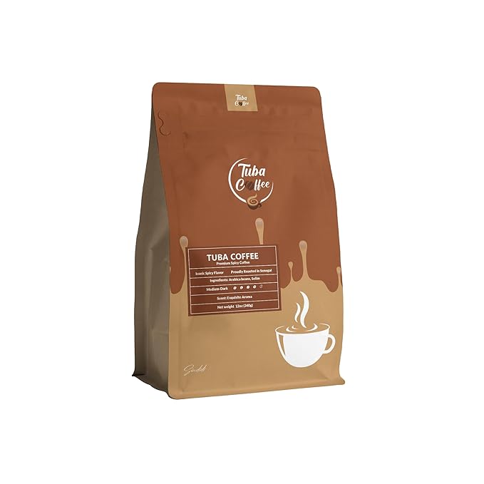 Tuba Coffee: Iconic Spicy Flavor | Proudly Roasted in Senegal | Arabica with Selim | Medium-Dark Roast | Ground | 12 0Z (340g) (1)